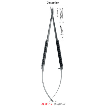 AC 801/15 мікро-ножиці анатомічні DISSECTION, тупі/тупі 14.5 см