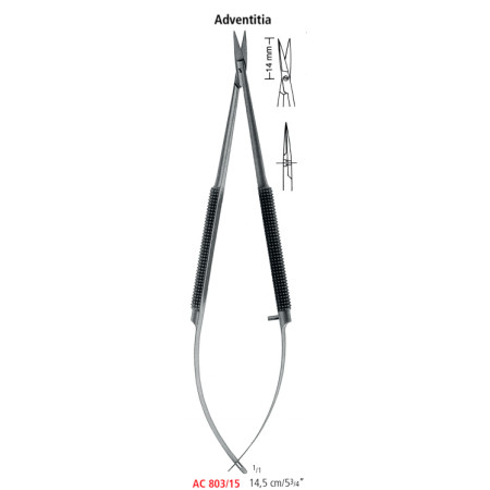 AC 803/15 мікро-ножиці ADVENTITIA, гострі/гострі, 14.5 см