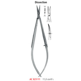 AC 821/11 микро-ножницы анатомические DISSECTION, тупые/тупые, 11.0 см
