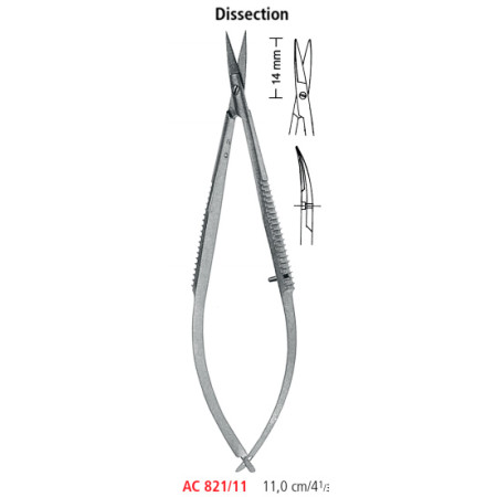 AC 821/11 мікро-ножиці анатомічні DISSECTION, тупі/тупі, 11.0 см