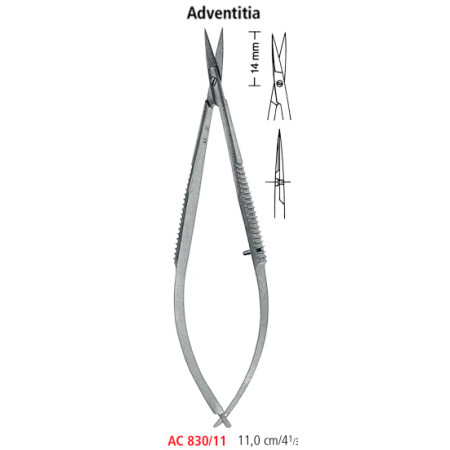 AC 830/11 мікро-ножиці анатомічні ADVENTITIA, гострі/гострі, 11.0 см