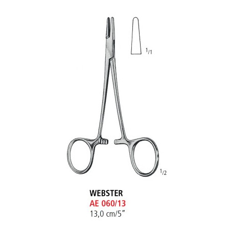 AE 060/13 голкотримач WEBSTER, гладкі кліщі, 13.0 см