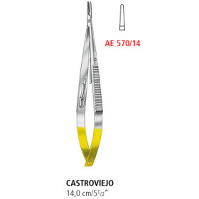 AE 570/14 микроиглодержатель CASTROVIEJO TUC, прямой, гладкий, 14 см