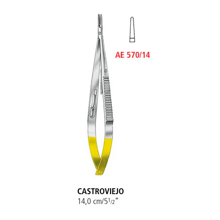 AE 570/14 мікроголкотримач CASTROVIEJO TUC, прямий, гладкий, 14 см
