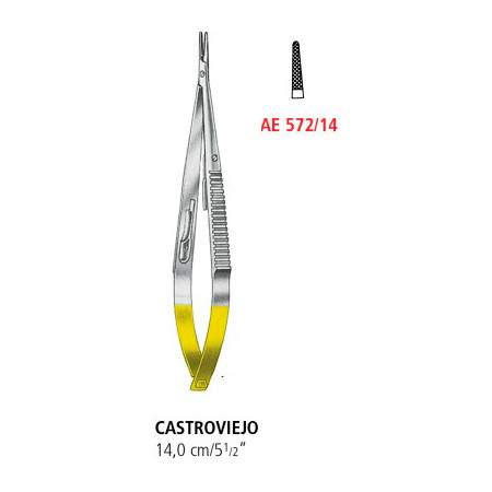 AE 572/14 мікроголкотримач CASTROVIEJO TUC, прямий, зазубрений, 14.0 см