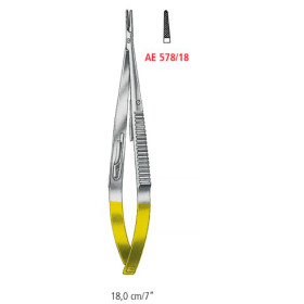 AE 578/18 микроиглодержатель tuc, прямой, зазубренный, 18.0 см
