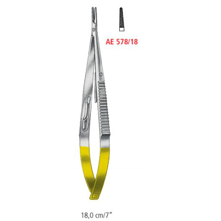 AE 578/18 мікроголкотримач tuc, прямий, зазубрений, 18.0 см