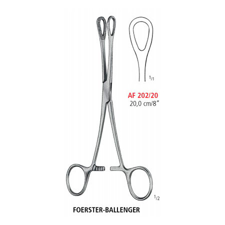AF 202/20 щипці FOERSTER-BALLENGER, прямі, гладкі, 20.0 см