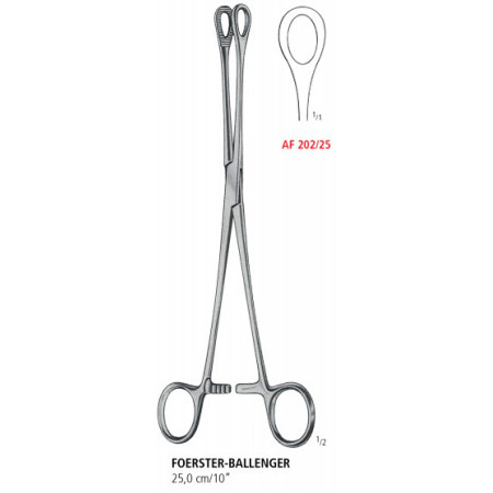 AF 202/25 щипці FOERSTER-BALLENGER, прямі, гладкі, 25.0 см