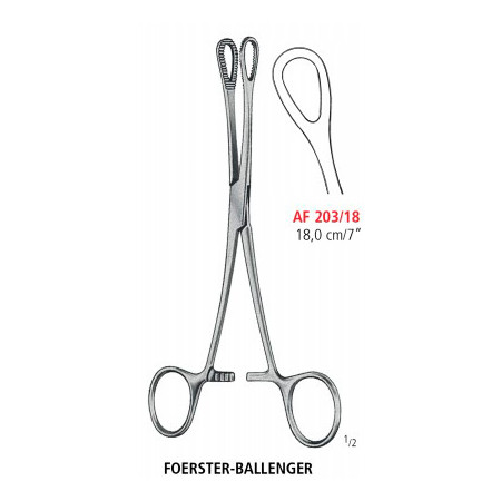 AF 203/18 щипці FOERSTER-BALLENGER, зігнуті, гладкі, 18.0 см