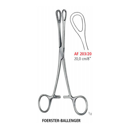 AF 203/20 щипці FOERSTER-BALLENGER, зігнуті, гладкі, 20.0 см