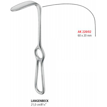 AK 220/02 ретрактор LANGENBECK, 60х20 мм, 21.0 см