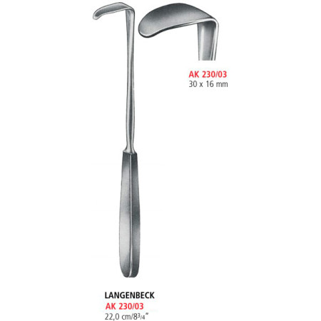 AK 230/03 ретрактор LANGENBECK, 30х16 мм, 22.0 см