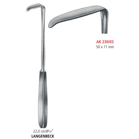 AK 230/05 ретрактор LANGENBECK, 50Х11 мм, 22.0 см