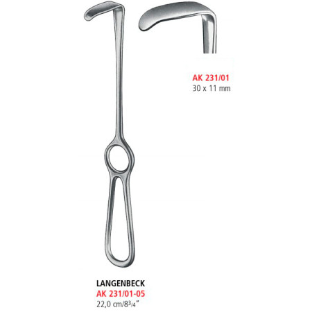 AK 231/01 ретрактор LANGENBECK GRID, 30х11 мм, 22.0 см