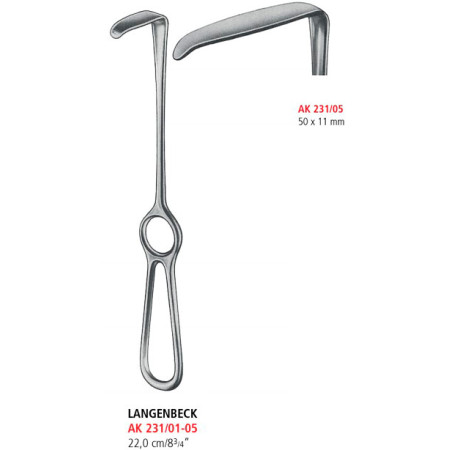 AK 231/05 ретрактор LANGENBECK GRID, 50х11 мм, 22.0 см