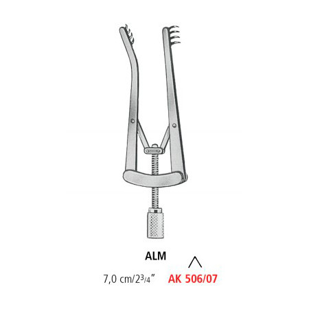 AK 506/07 ретрактор заостренный ALM, зубцы 4х4, 7.0 см