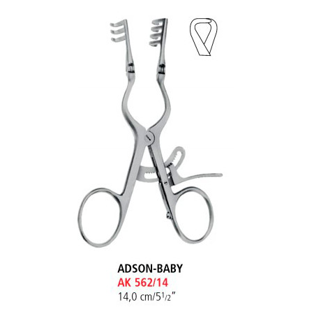 AK 562/14 ретрактор ADSON-BABY, тупоконечный, 14.0 см