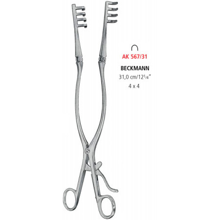 AK 567/31 ретрактор BECKMANN, тупой, зубцы 4х4, 31.0 см