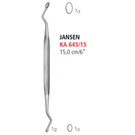 KA 645/15 кюретка костная JANSEN, изогнутая, 15.0 см