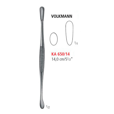 KA 650/14 кюретка кісткова VOLKMANN, овальний/овальний 14.0 см