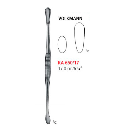 KA 650/17 кюретка кісткова VOLKMANN, овальний/овальний 17.0 см