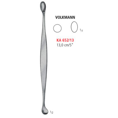 KA 652/13 кюретка кісткова VOLKMANN, овальний/круглий 13.0 см