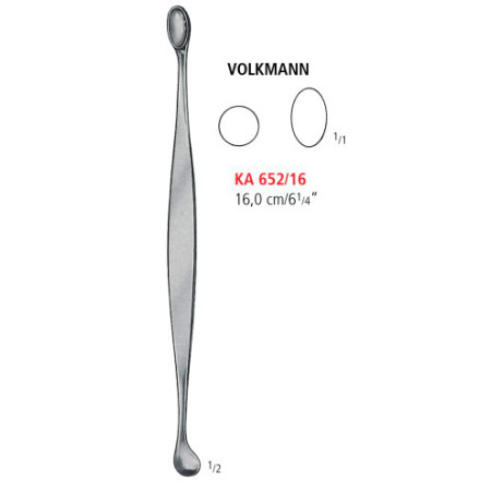 KA 652/16 кюретка кісткова VOLKMANN, овальний/круглий 16.0 см