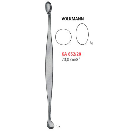 KA 652/20 кюретка кісткова VOLKMANN, овальний/круглий 20.0 см
